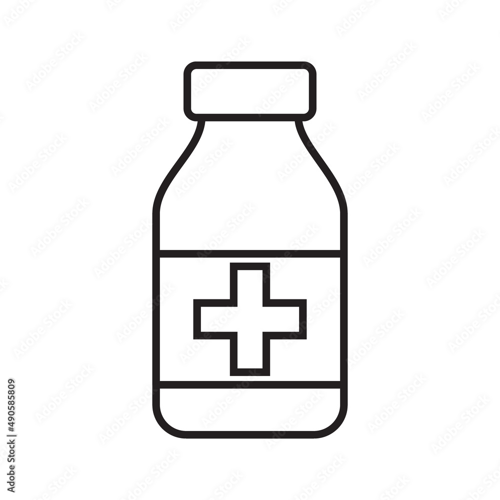 Bottle simple medical icon in trendy line style isolated on white background for web apps and mobile concept. Illustration Bottle simple medical icon in trendy line style isolated on white background for web apps and mobile concept. Illustration