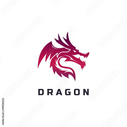 Dragon logo illustration, simple gradient vector