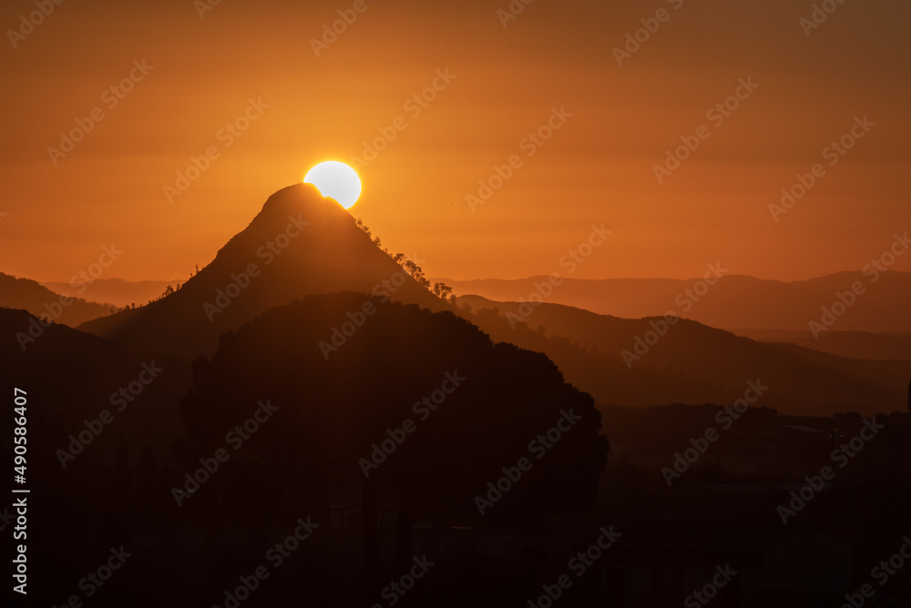 Beautiful Sunrise Over Monte Formaggio in Mazzarino, Caltanissetta, Sicily, Italy, Europe