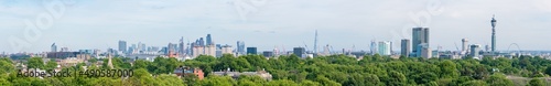 London skyline panorama in summer seen from Primrose Hill in Regent s Park