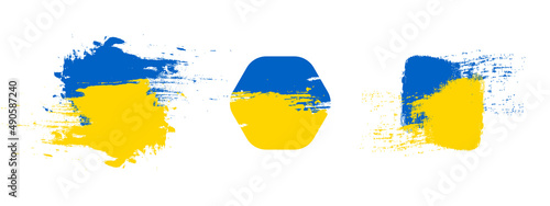 Abstract Ukraine flag colours, Blue and yellow brush elements, stop war Russia conflict, graphic background for protest against war, military conflict, Russian invasion