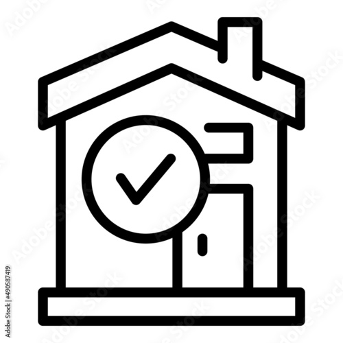 Approved self isolation icon outline vector. Remote distance. Home quarantine