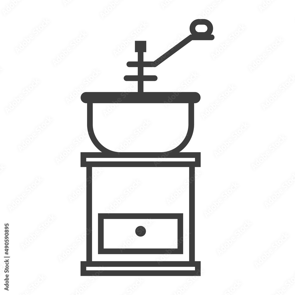 Manual coffee grinder. Simple food icon in trendy style isolated on white background for web apps and mobile concept. Illustration Manual coffee grinder. Simple food icon in trendy style isolated on white background for web apps and mobile concept. Illustration
