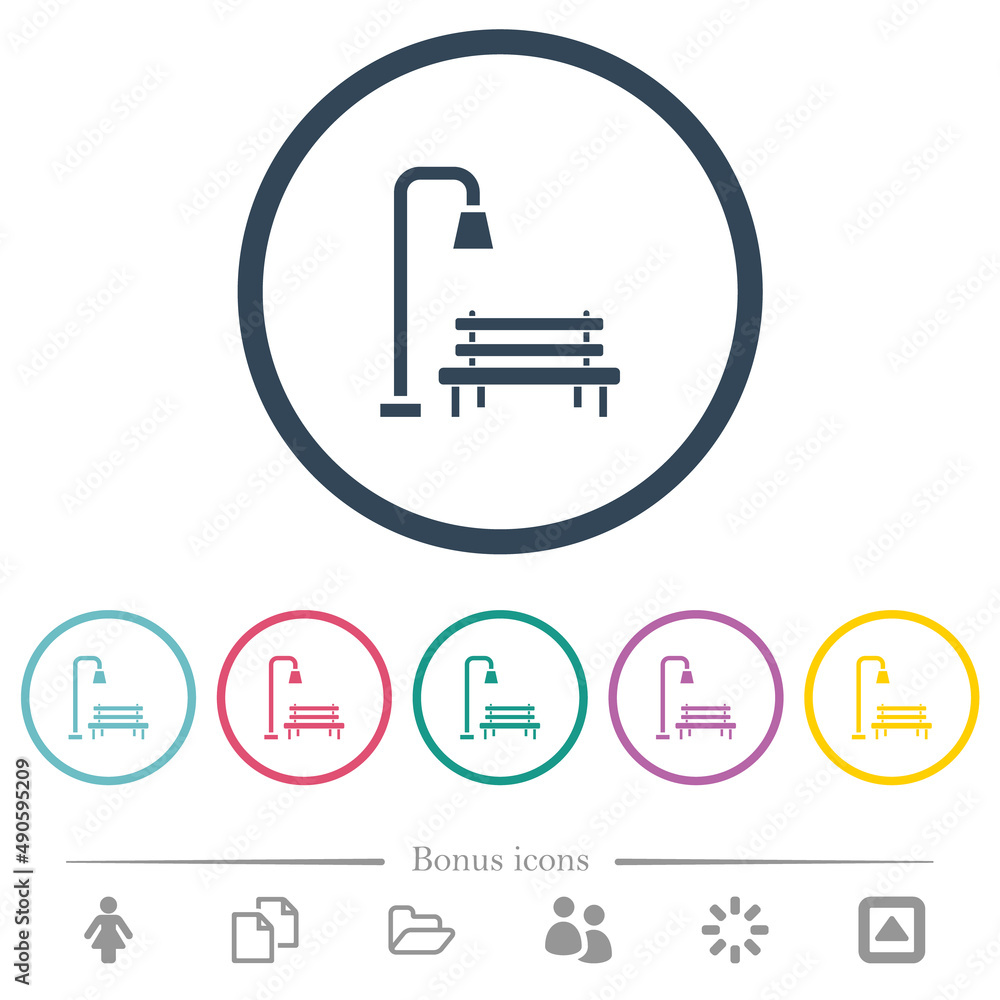 Park flat color icons in round outlines Park flat color icons in round outlines