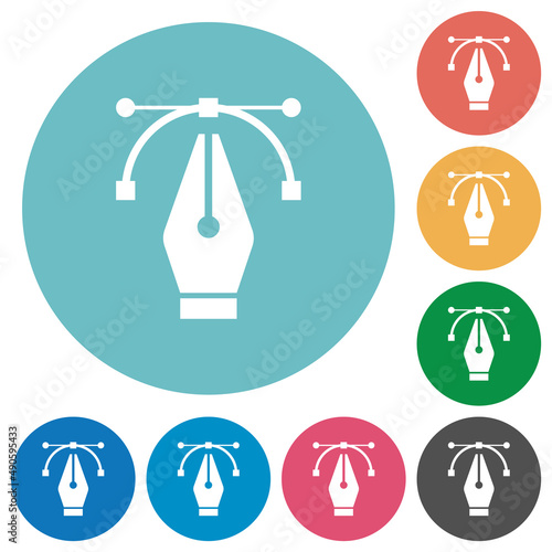 Editing vector curve with pen tool flat round icons