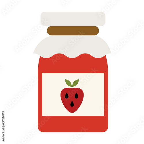 Strawberry jam jar. Simple food icon in trendy style isolated on white backgr...