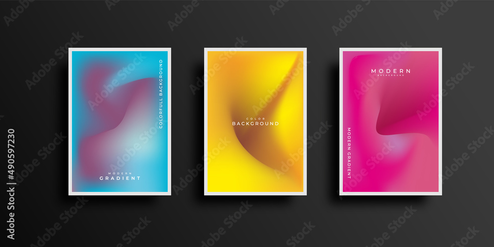 Set of covers design with vibrant gradient background templates. Colorful modern gradient template collection	