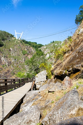 “Passadiços do Paiva Trailhead Areinho” in Arouca Geopark, on river Paiva, near Porto, Portugal, elected as the most innovative tourism project in Europe in 2016. photo