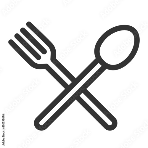 Cutlery - fork, knife. Simple food icon in trendy line style isolated on whit...