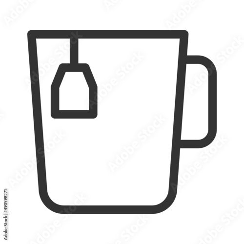 Cup of hot tea with a bag. Simple food icon in trendy line style isolated on ...