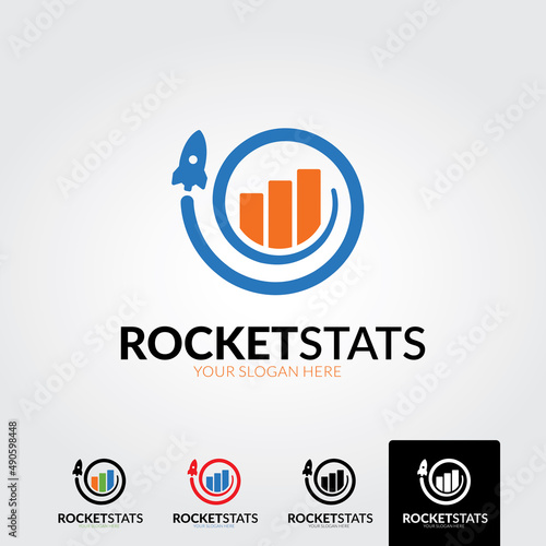 Minimal rocket stats logo template - vector
