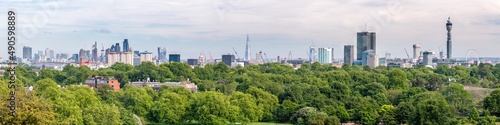 London skyline panorama in summer seen from Primrose Hill in Regent's Park
