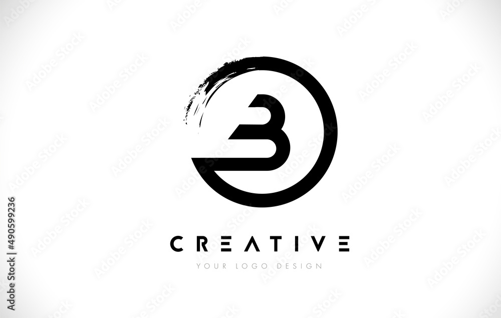 B Circular Letter Logo with Circle Brush Design and White Background. B Circular Letter Logo with Circle Brush Design and White Background.