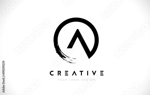 A Circular Letter Logo with Circle Brush Design and White Background.