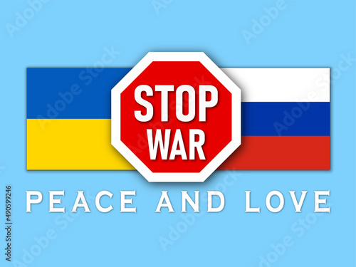 Stop war. Peace and love. International protest. Vector illustration