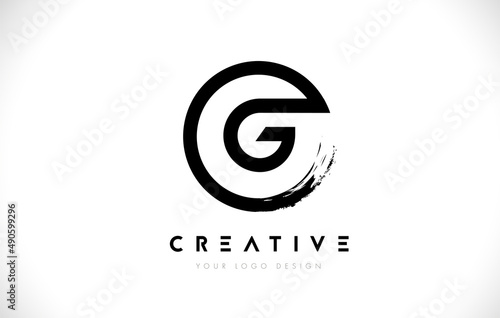 G Circular Letter Logo with Circle Brush Design and White Background.