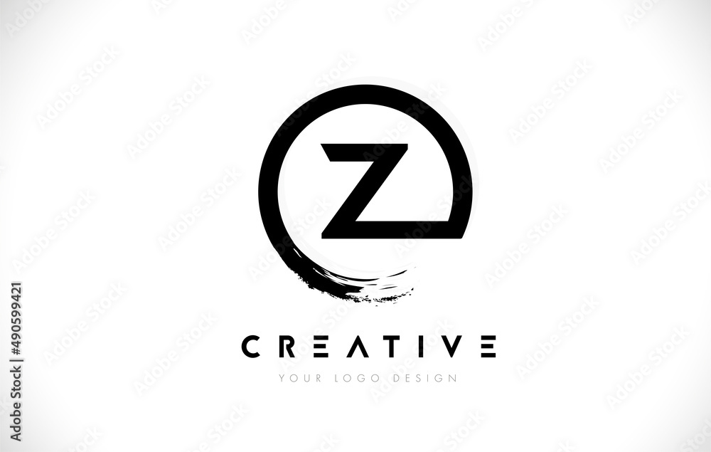 Z Circular Letter Logo with Circle Brush Design and White Background. Z Circular Letter Logo with Circle Brush Design and White Background.
