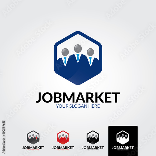 Minimal job market logo template - vector