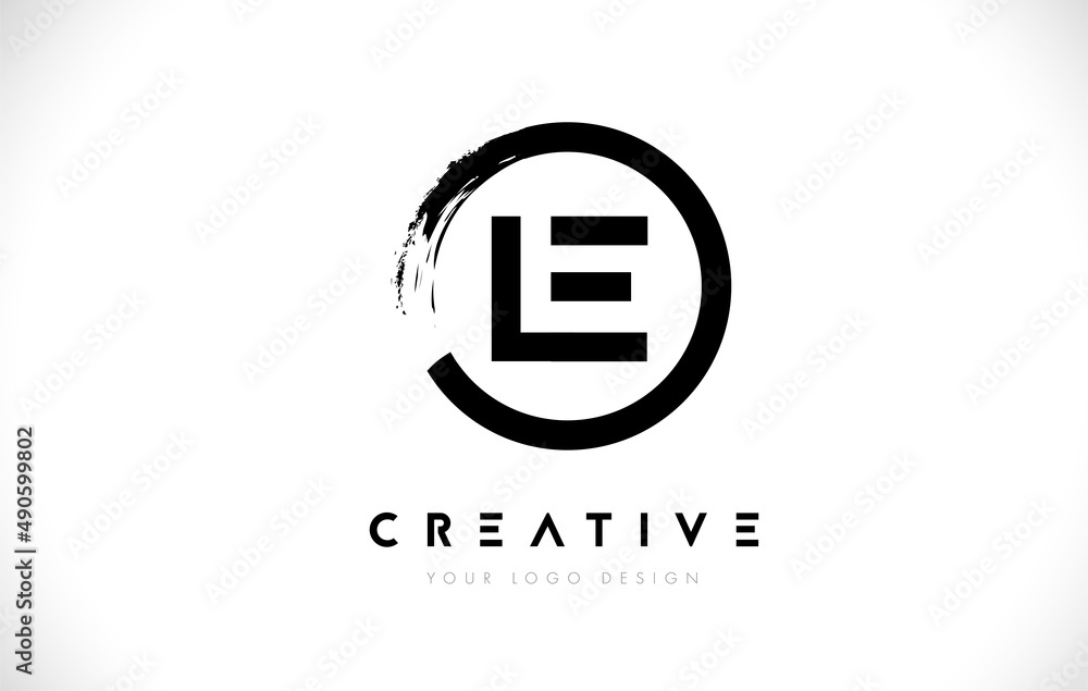 LE Circular Letter Logo with Circle Brush Design and White Background. LE Circular Letter Logo with Circle Brush Design and White Background.