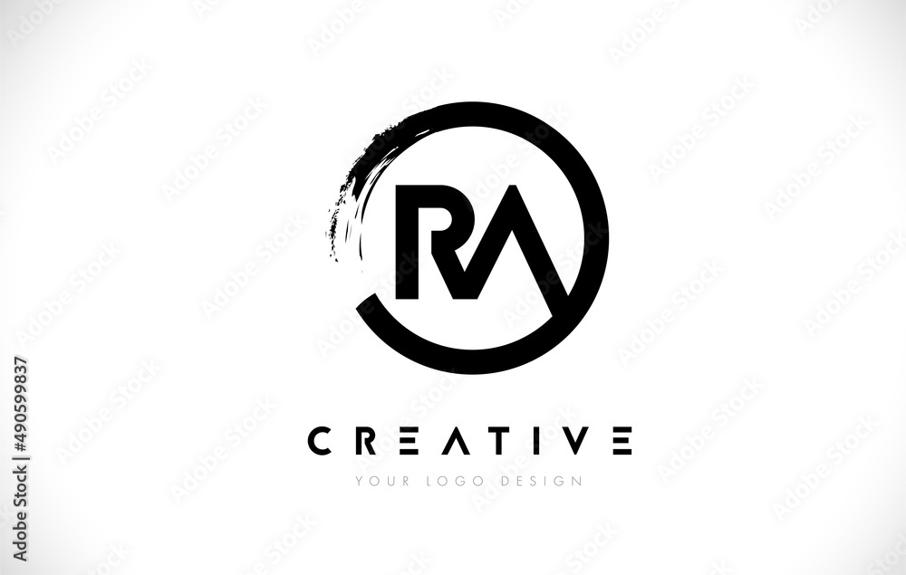 RA Circular Letter Logo with Circle Brush Design and White Background. RA Circular Letter Logo with Circle Brush Design and White Background.
