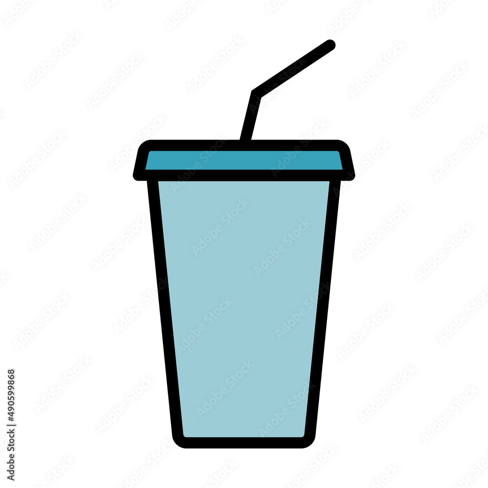 Disposable cup with lid and straw. Simple food icon in trendy line style isolated on white background for web apps and mobile concept Disposable cup with lid and straw. Simple food icon in trendy line style isolated on white background for web apps and mobile concept