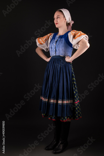 Woman dressed in slovak folk dress 