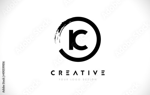 IC Circular Letter Logo with Circle Brush Design and White Background.