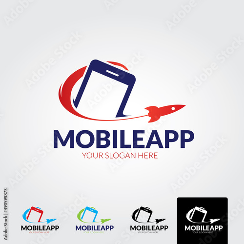 Minimal mobile app logo template - vector