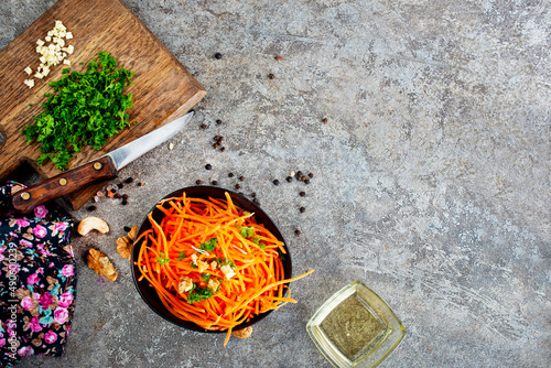 carrot salad, freah salad from carrot with spice photo