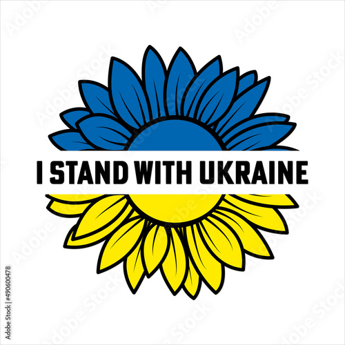 I Stand with Ukraine Sunflower Yellow Blue Ukrainian Flag Pray for Ukraine Stop the War