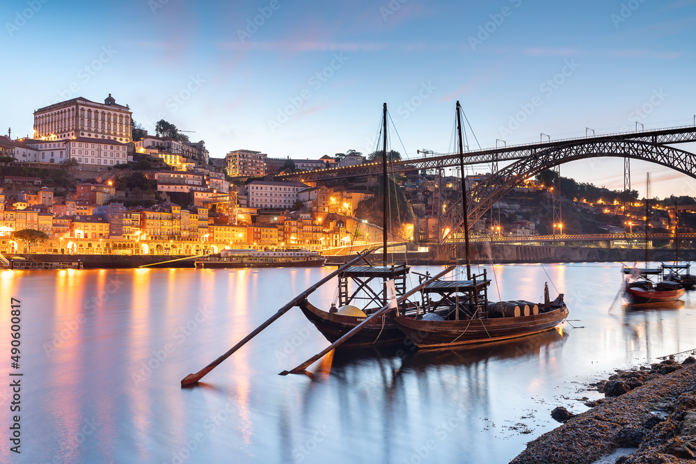 panoramic view of the city of Oporto and the Douro river in Portugal.