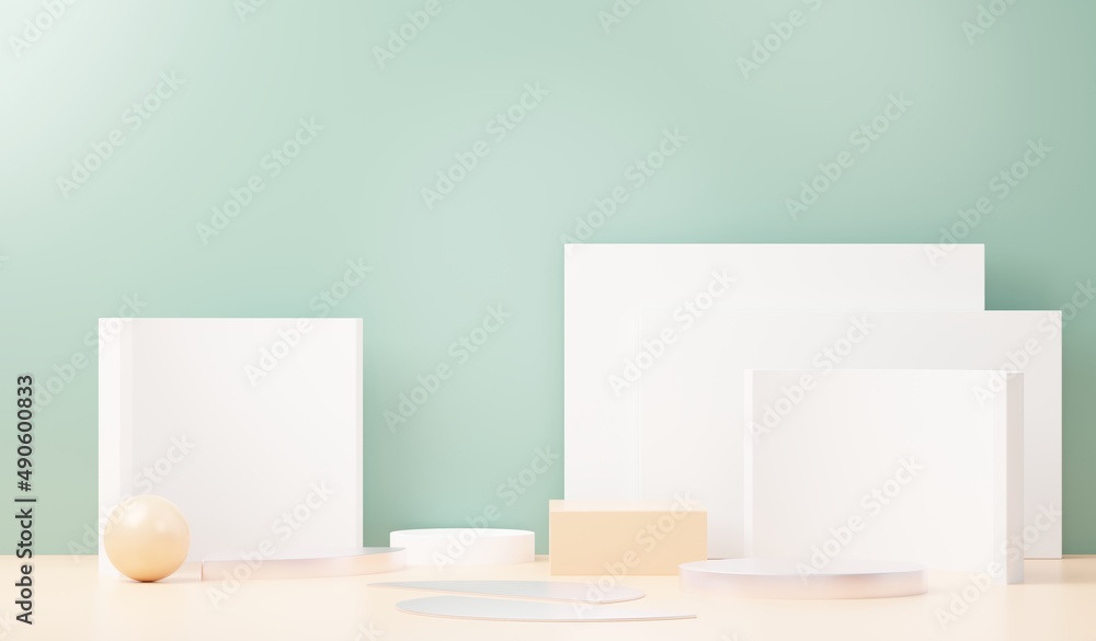 3d render abstract display podium platform for product presentation and advertising. Minimal scene backdrop with clean design. Vacant pedestal for mock up. Empty stage with pastel color for cosmetic. 3d render abstract display podium platform for product presentation and advertising. Minimal scene backdrop with clean design. Vacant pedestal for mock up. Empty stage with pastel color for cosmetic.