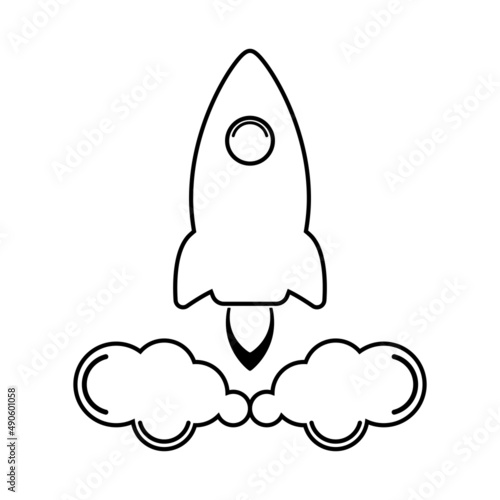 Simple Line Icon rocket, start up business sign. Illustration