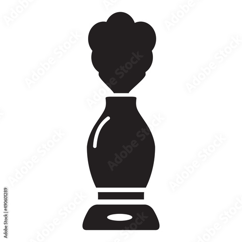 Black silhouette humidifier with steam jet icon.Isolated on white background.Vector flat illustration.