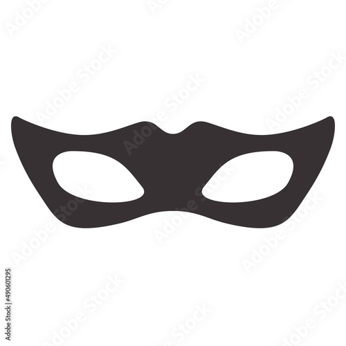 Black silhouette carnival festive concept trumpet mask.Venetian varnival mask.Isolated on white background. Vector flat illustration.