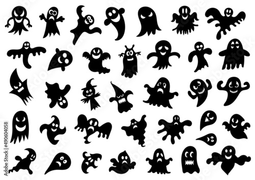 Set of Halloween ghost silhouettes on a white background. Vector illustration photo