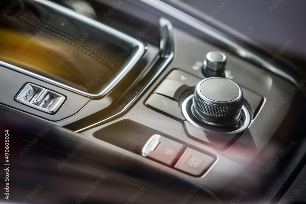 Naklejka premium Central console with buttons on car panel