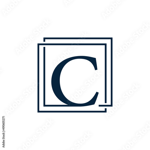 Letter C with two squares logo vector illustration design template.