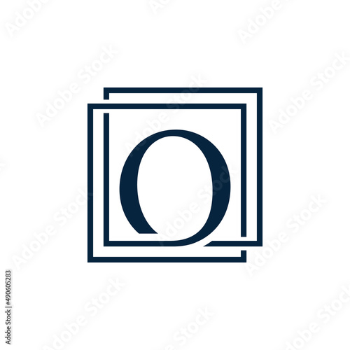 Letter O with two squares logo vector illustration design template.