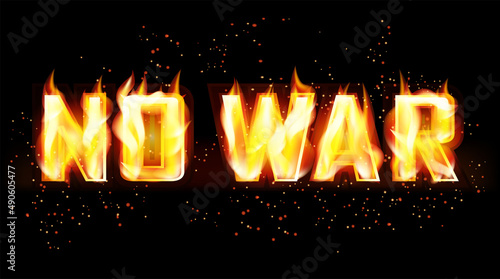 No War fire postcard, vector illustration