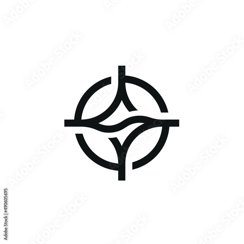Initial Letter S Spark Logo Design. Symbol Vector Star and Shooting Target.