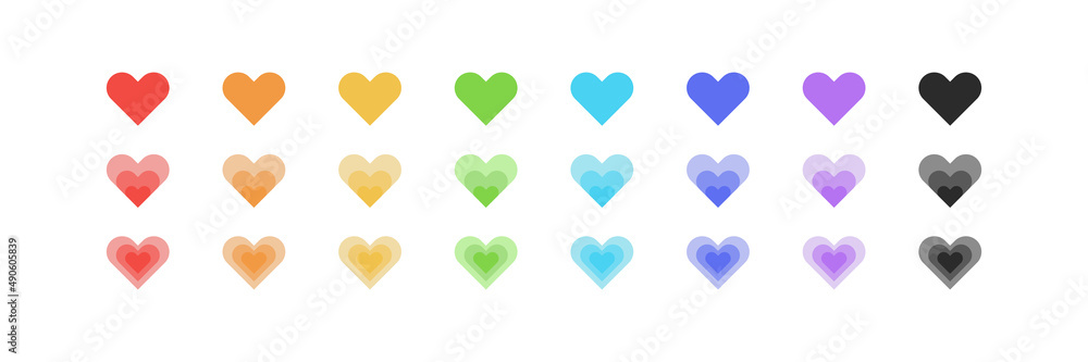Rainbow hearts, great design for any purpose. Happy valentine's design vector. Isolated set. Wedding card decoration. Rainbow hearts, great design for any purpose. Happy valentine's design vector. Isolated set. Wedding card decoration.