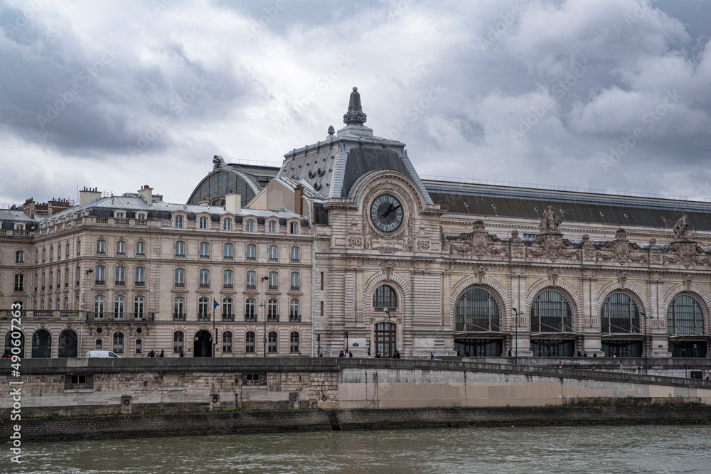Architecture of the Orsay Museum in Paris, France, on the banks of the Seine
