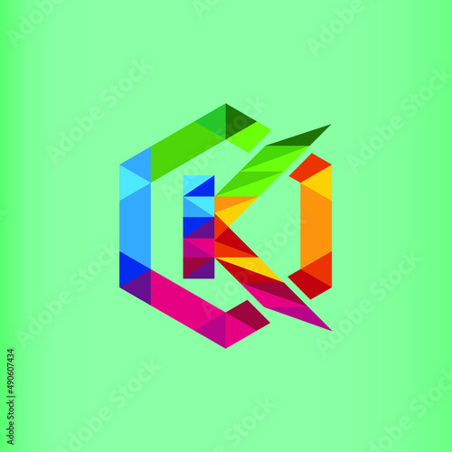 Creative C K Colorful Icon or Iconic logo Swoosh Lines Vector monogram, Illustration © Rana99artist