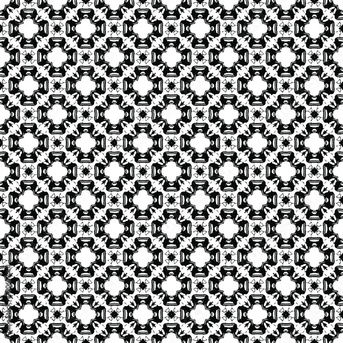 Black and white seamless pattern texture. Greyscale ornamental graphic design. Mosaic ornaments. Pattern template. Vector illustration. EPS10.