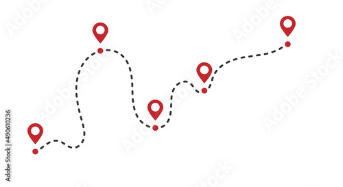 Dotted path line with red points