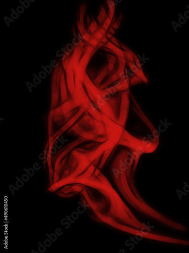 red and scarlet smoke pattern against a black background glowing style