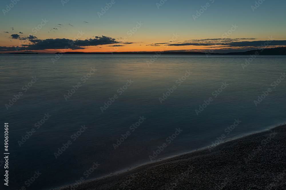 Obraz premium Seascape. Peaceful, calm, evening sky. Natural background. Summer evening.