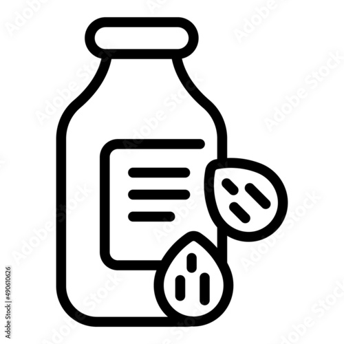 Almond drink bottle icon outline vector. Vegetable milk. Vegan food