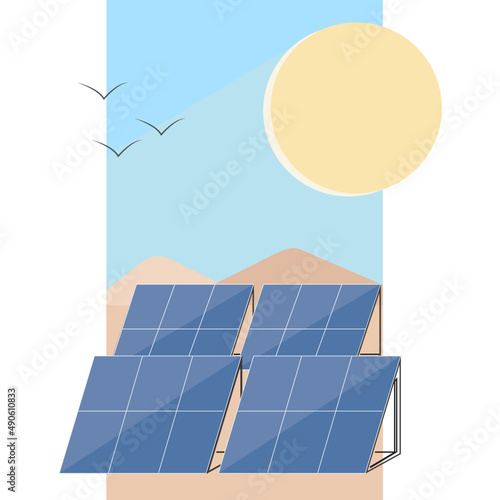 Solar panels on the desert